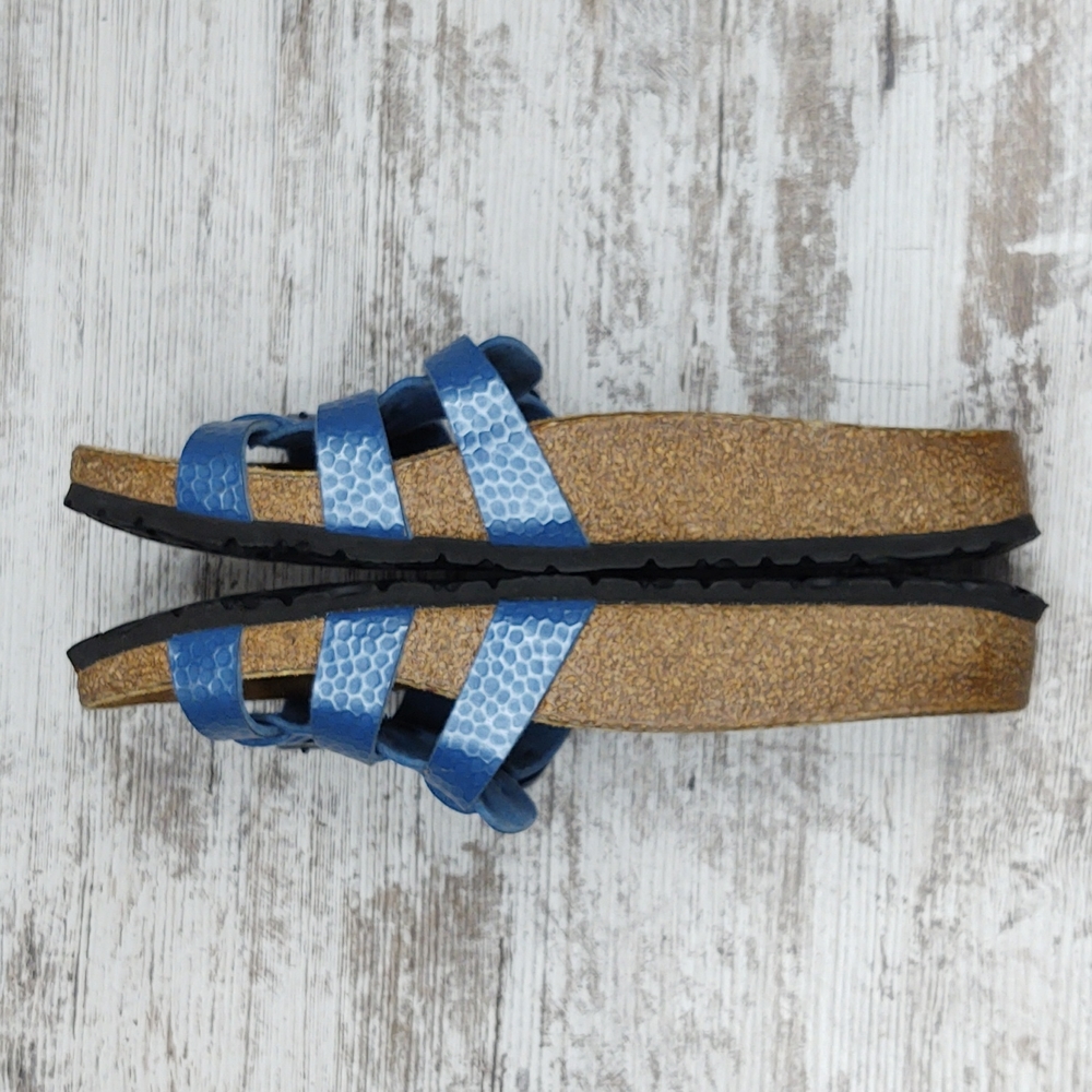 🟦Sz 37 Like New Birkenstock Blue Triple Strap Slide Sandal - Picture 14 of 16